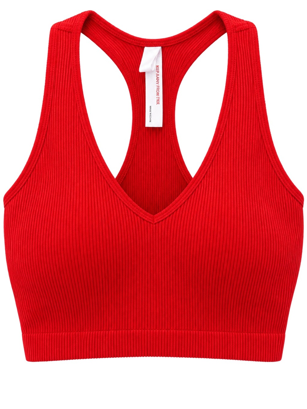 FP Movement by Free People Ribbed V-Neck Racerback Bralette - Red